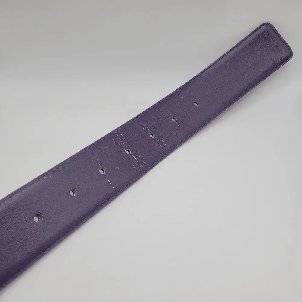 Vintage Sostanza Belt Medium Purple Suede Leather Wide Embroidered‎ Boho 80s